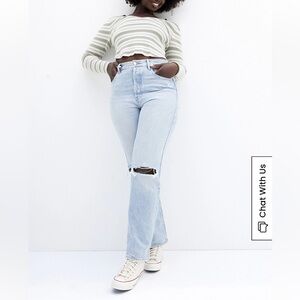 Pacsun High Rise Straight Leg Distressed Jeans